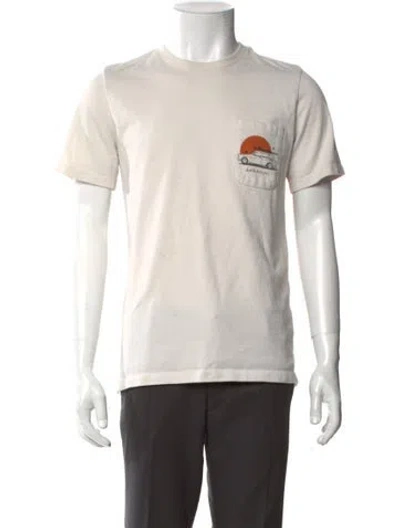 Pre-owned Taylor Stitch Graphic Print Crew Neck T-shirt In White