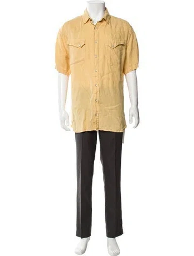 Pre-owned Taylor Stitch Linen Short Sleeve Shirt In Yellow