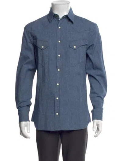 Pre-owned Taylor Stitch Long Sleeve Denim Shirt In Blue