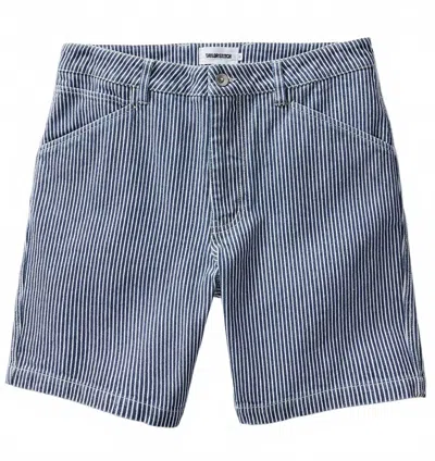 Taylor Stitch Men's Camp Short In Indigo Railroad Stripe Denim In Blue