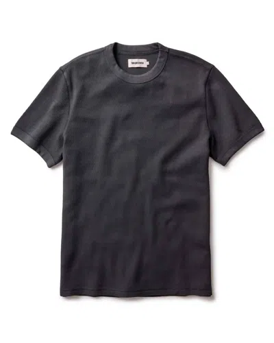 Taylor Stitch Men's Organic Cotton Short Sleeve Shirt In Faded Black Waffle