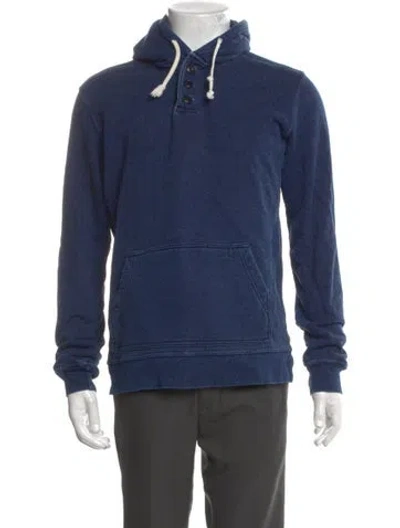 Pre-owned Taylor Stitch Mock Neck Long Sleeve Hoodie In Blue