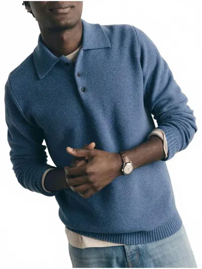 Taylor Stitch Newton Sweater Polo Shirt In Clear Heather Blue