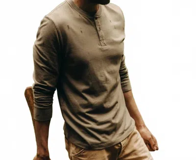 Taylor Stitch Organic Cotton Henley Tee In Sage In Brown