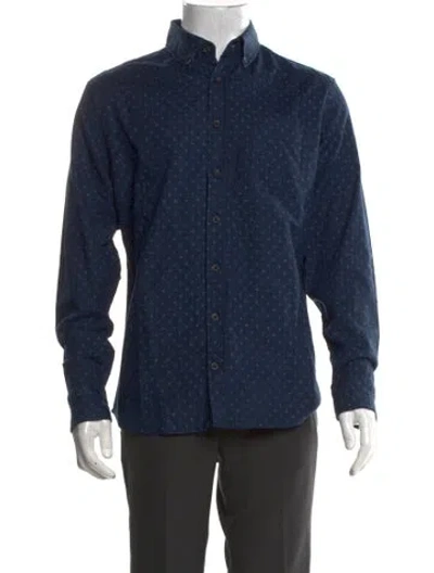 Pre-owned Taylor Stitch Patterned Long Sleeve Shirt In Blue