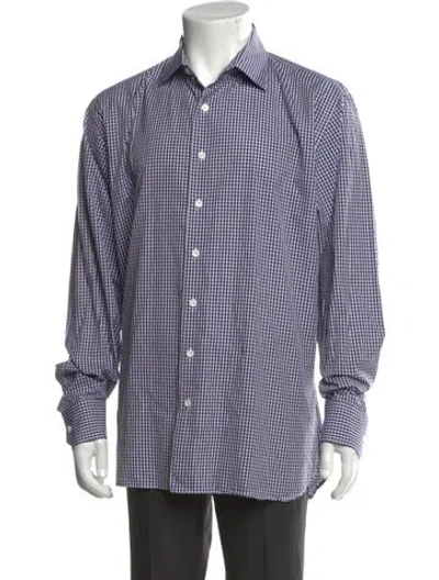 Pre-owned Taylor Stitch Plaid Print Long Sleeve Dress Shirt In Blue