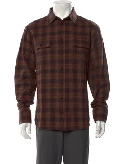 Pre-owned Taylor Stitch Plaid Print Long Sleeve Dress Shirt W/ Tags In Brown