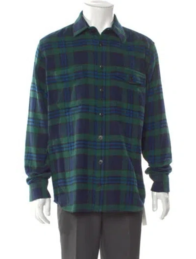 Pre-owned Taylor Stitch Plaid Print Long Sleeve Shirt In Blue