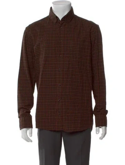 Pre-owned Taylor Stitch Plaid Print Long Sleeve Shirt In Brown