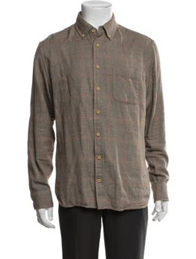 Pre-owned Taylor Stitch Plaid Print Long Sleeve Shirt In Brown