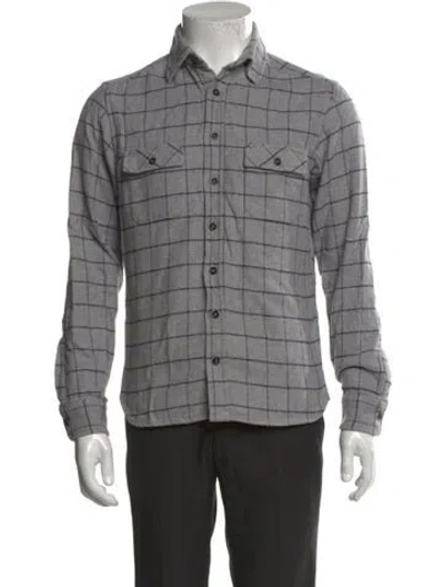 Pre-owned Taylor Stitch Plaid Print Long Sleeve Shirt In Gray