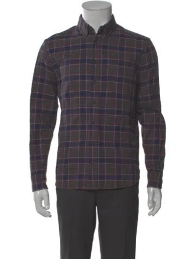 Pre-owned Taylor Stitch Plaid Print Long Sleeve Shirt In Gray