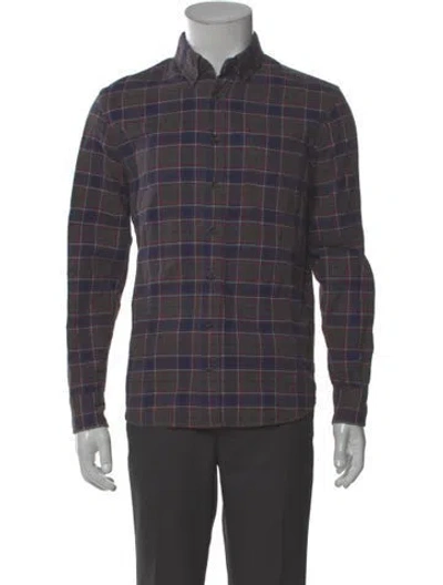 Pre-owned Taylor Stitch Plaid Print Long Sleeve Shirt In Grey