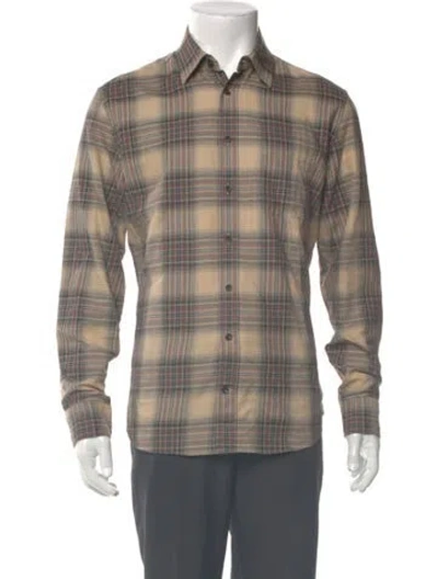 Pre-owned Taylor Stitch Plaid Print Long Sleeve Shirt In Neutral