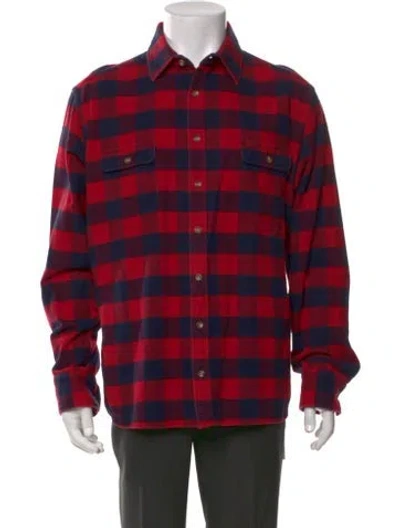 Pre-owned Taylor Stitch Plaid Print Long Sleeve Shirt In Red