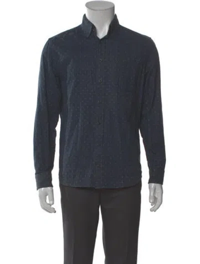 Pre-owned Taylor Stitch Polka Dot Print Long Sleeve Shirt In Blue