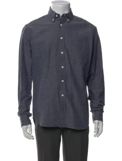 Pre-owned Taylor Stitch Polka Dot Print Long Sleeve Shirt In Blue
