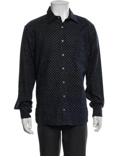 Pre-owned Taylor Stitch Printed Long Sleeve Dress Shirt In Blue