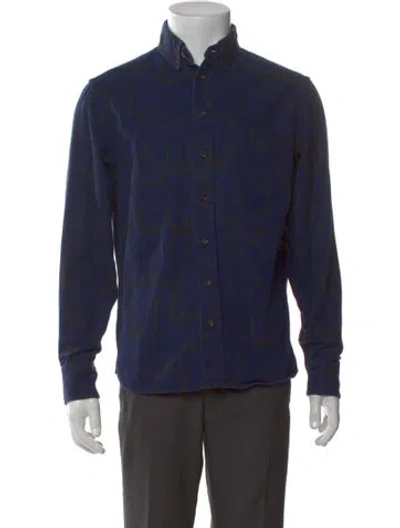 Pre-owned Taylor Stitch Printed Long Sleeve Shirt In Blue