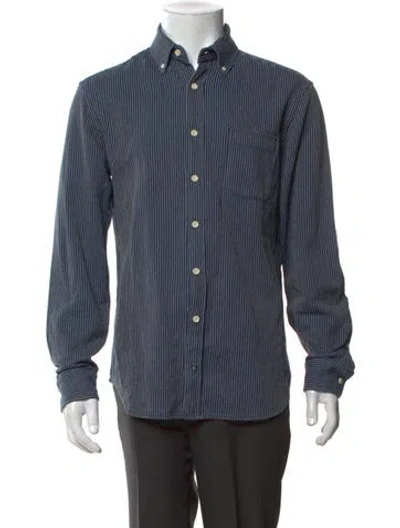 Pre-owned Taylor Stitch Striped Long Sleeve Shirt In Blue