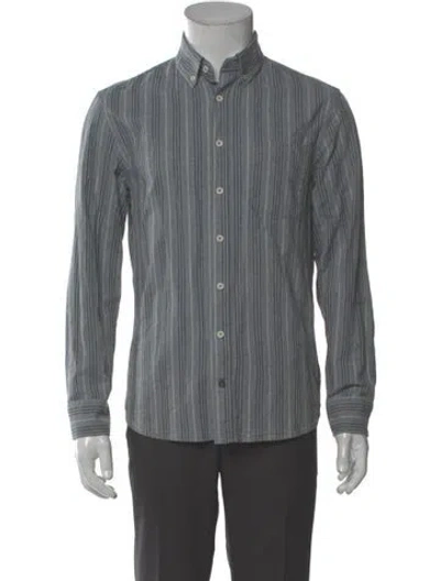 Pre-owned Taylor Stitch Striped Long Sleeve Shirt In Gray