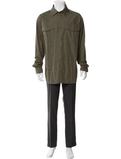 Pre-owned Taylor Stitch Striped Long Sleeve Shirt In Green