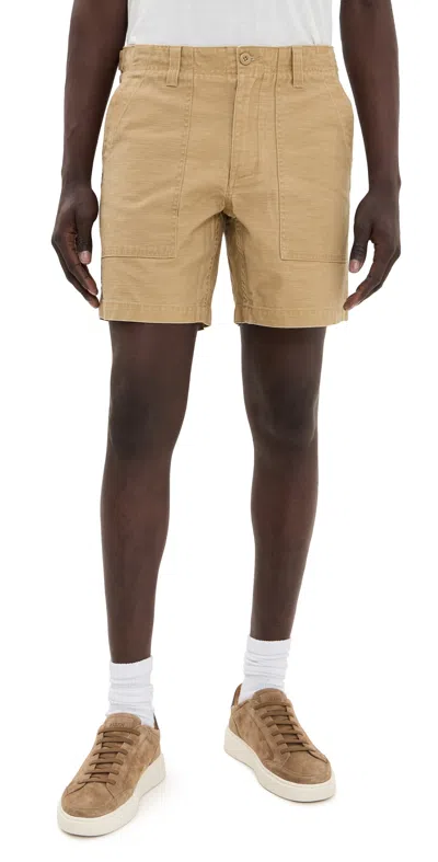 Taylor Stitch Surplus Shorts Khaki Reverse Sateen