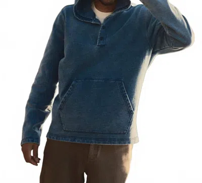 Taylor Stitch The Baja Pullover In Washed Indigo Terry In Blue