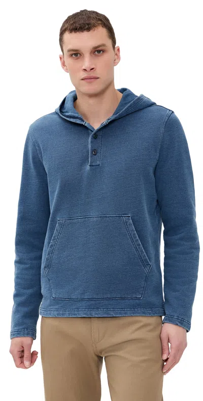 Taylor Stitch The Baja Pullover Washed Indigo Terry In Blue