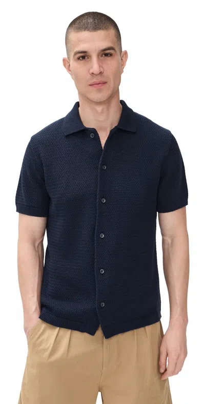 Taylor Stitch The Button Down Polo Dark Navy Crochet