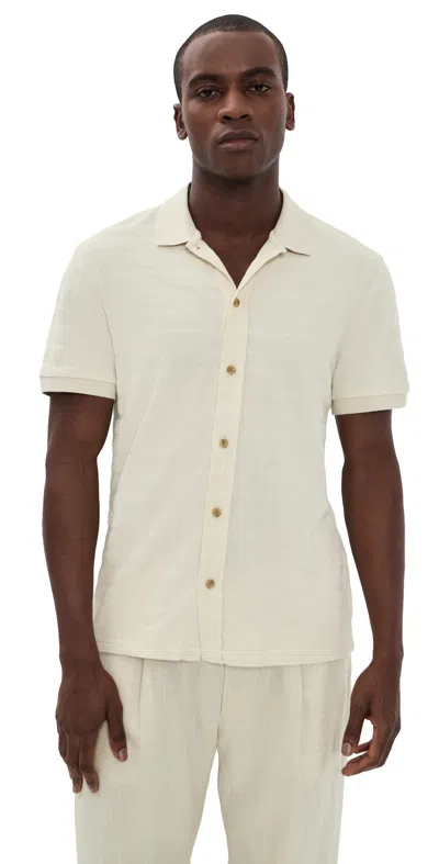 Taylor Stitch The Bywater Polo Natural Knit Stripe In Neutral