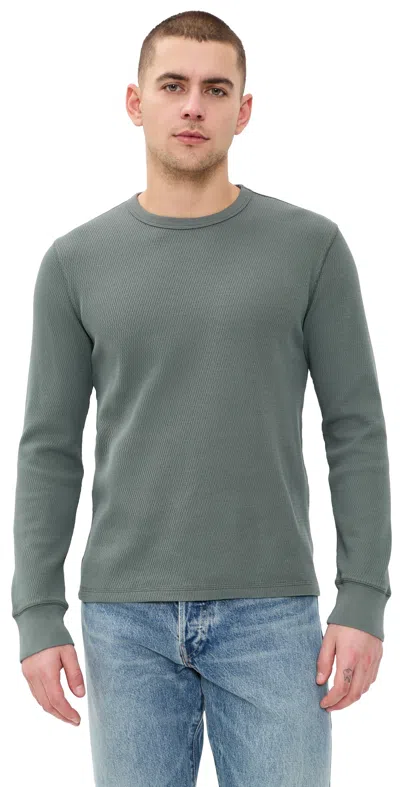 Taylor Stitch The Cotton Crew Tee Deep Sea Waffle In Green