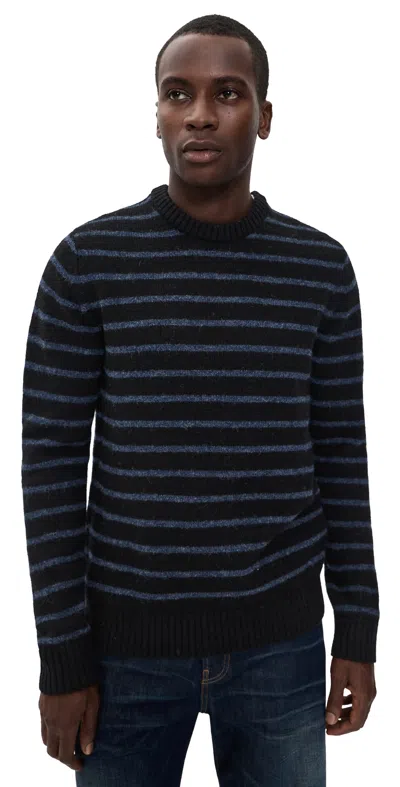 Taylor Stitch The Eastmoor Sweater In Coal Stripe Wool Coal Stripe In Blue