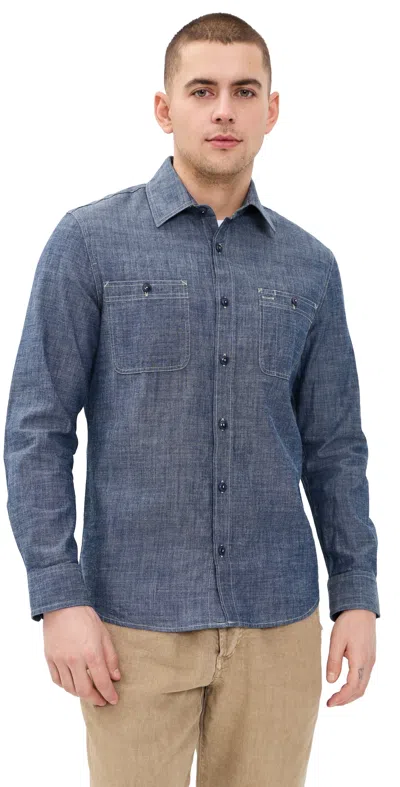 Taylor Stitch The Foundry Shirt Rinsed Indigo Chambray In Blue