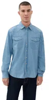 Taylor Stitch The Glacier Selvedge Shirt Washed Indigo Denim In Blue