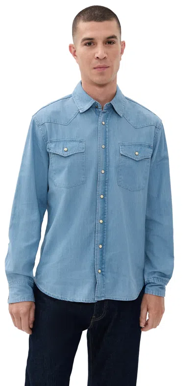 Taylor Stitch The Glacier Selvedge Shirt Washed Indigo Denim In Blue
