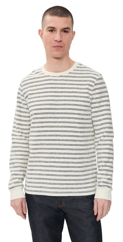 Taylor Stitch The Hooper Crew Tee Marine Stripe In Blue