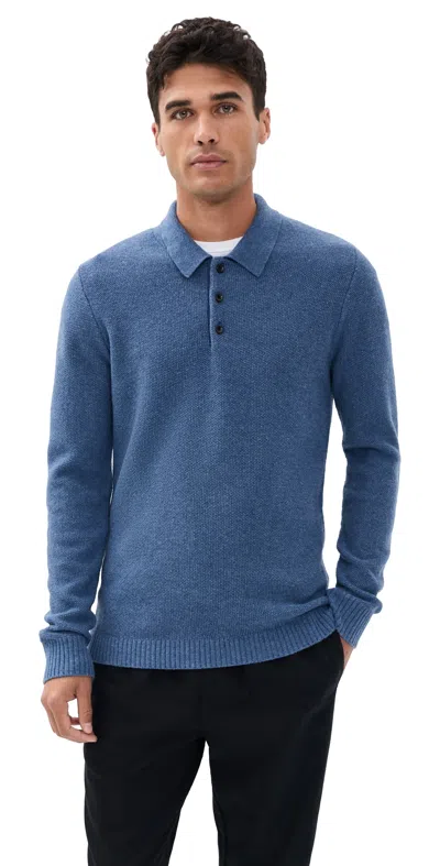 Taylor Stitch The Newton Sweater Polo Heather Clear Blue
