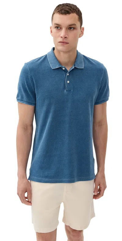 Taylor Stitch The Pacific Cotton Pique Polo Washed Indigo Pique In Blue