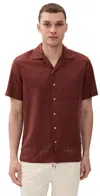Taylor Stitch The Short Sleeve Hawthorne Cotton Eyelet Shirt Dried Cherry Border Eyelet