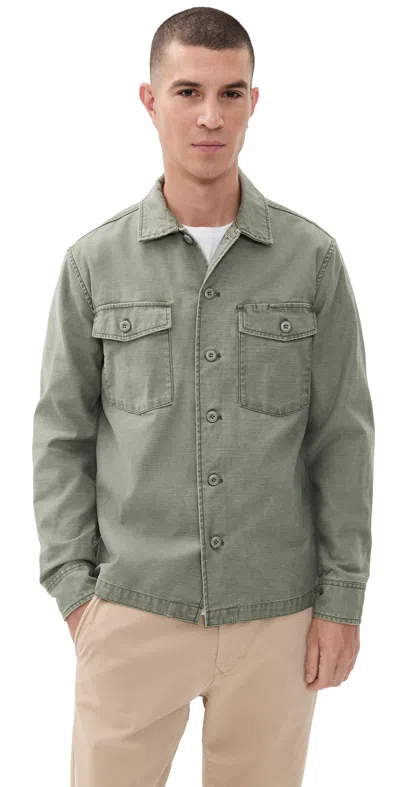 Taylor Stitch The Surplus Shirt Field Olive Reverse Sateen In Green