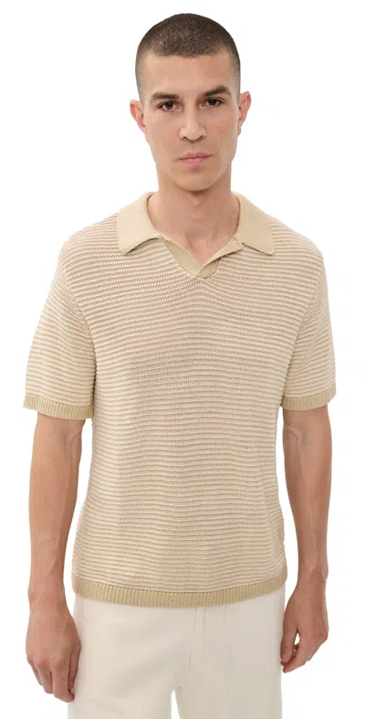 Taylor Stitch The Valencia Sweater Polo Sand Stripe In Neutral