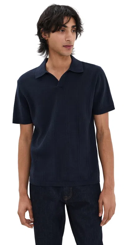 Taylor Stitch Valencia Knit Polo Dark Navy Rib