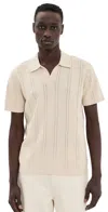 Taylor Stitch Valencia Knit Polo Heather Oat Rib In Heather Oat Rib