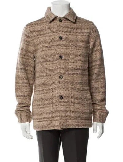 Pre-owned Taylor Stitch Wool Tweed Pattern Puffer Coat In Brown