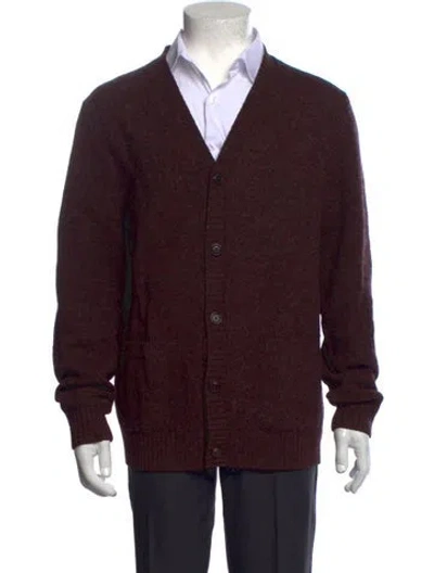 Pre-owned Taylor Stitch Wool V-neck Cardigan In Burgundy