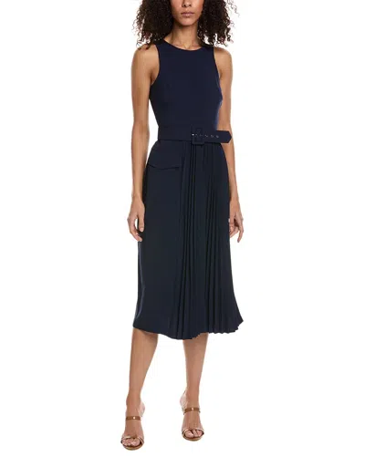 Taylor Stretch Crepe Sleeveless Midi Dress In Blue