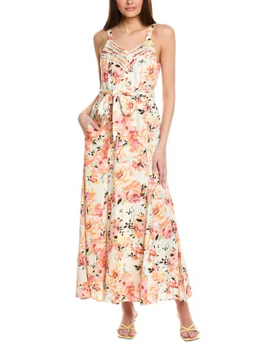 Taylor Tie Waist Linen-blend Maxi Dress In Beige