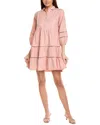 Taylor Tiered Linen-blend Mini Dress In Pink