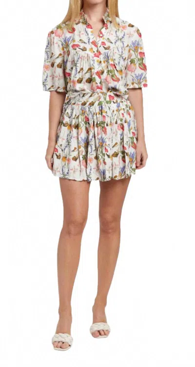 Taylor Tillman Clara Top In White Multi In Pink